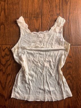 Cuddl Duds Lace-Trim Camisole Tank Top - Ivory